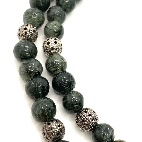 Necklace Artisan Jadeite Stone 18” Silver Clasp - Picture 4 of 6